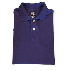 J Crew Navy Blue Short Sleeve Classic Knit Goods Cotton Men's Polo Shirt Size M